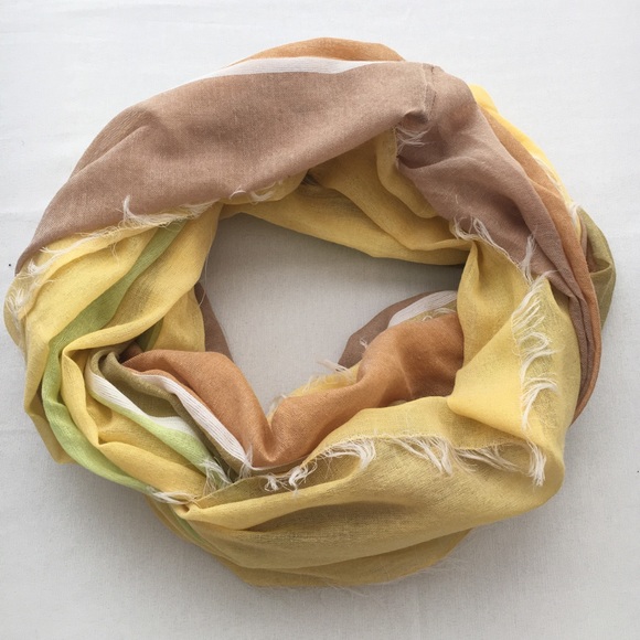 Green and Yellow Color-block Infinity Scarf - Picture 2 of 4